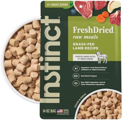 Instinct Freeze Dried Meals, Natural Dog Food, Grass-Fed Lamb, 14 oz. Bag