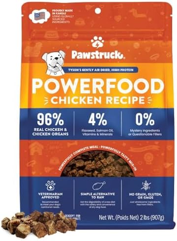 Pawstruck Air Dried Dog Food with Real Chicken, Grain-Free, Made in USA, Non-GMO & Vet Recommended, High Protein Limited Ingredient Full-Feed for All Breeds & Ages, 2lb Bag