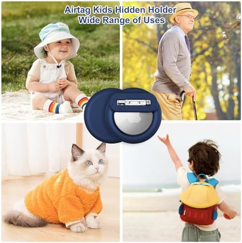 Compatible for Air Tags-4 Pack Apple Kids Hidden,for Kid, Elderly, Luggage, Clothing (Black Sky Blue White Mint Green)