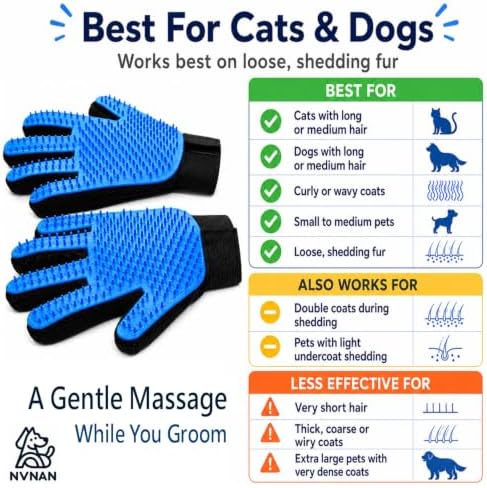 NVNAN Cat & Dog Grooming Glove and Curry Brush Set