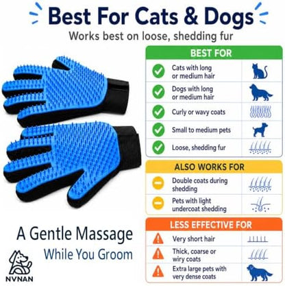 NVNAN Cat & Dog Grooming Glove and Curry Brush Set