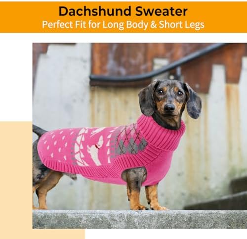 Lelepet Dachshund Sweater Turtleneck Dog Sweaters for Small Dogs (XS-XL)