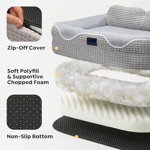 Veehoo Square Small Dog Bed, Orthopedic Dog Bed Washable Couch Sofa, 24"