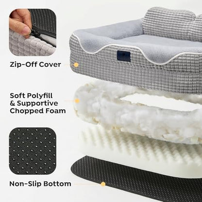 Veehoo Square Small Dog Bed, Orthopedic Dog Bed Washable Couch Sofa, 24"