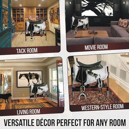 HOTCAN Pine Wood Saddle Rack | Ideal Saddle Stand for Horse Gear and Horse Tack Organizers | Suitable for Displaying Trophy Tack at Home | Compatible with English, Australian, Western Saddles (Walnut)