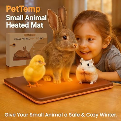 Small Animal Heating Pad, Small Animal Bed, Outdoor/Indoor Winter Thermal Heating Pad for Rabbits, Guinea Pigs & Chickens, Waterproof & Chew-Resistant, Energy-Efficient (S:11.8" x 8.2“)