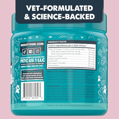 Mighty Paw Waggables Allergy Immune + Itch (Made in The USA) 2 Pack -Dog Chews Anti-Itch for Dogs. Allergy Support Vitamins for Skin and Coat Allergies. Omega 3 & Quercetin for Pets 240 Ct
