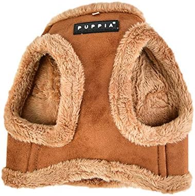 Puppia Terry Vest Dog Harness Step-in Winter Suede Warm No Choke No Pull Training Walking for Small and Medium Dog, Brown, Large
