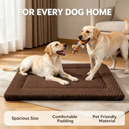 Dog Bed Mat - Dog Crate Pad - Reversible Mat for Pet Comfort - Soft Bed Crate Pads for All Seasons - Durable, Machine Washable Mat for Crates, Travel, and Home (Dark Brown, 35" L*23" W*1.5" Th)