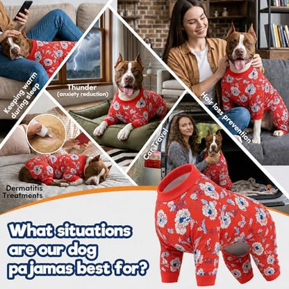 LovinPet Large Dog Sweatshirt, Dog Shirt, Red & Peach Floral Print, XL