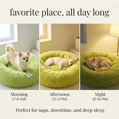 nononfish Calming Donut Dog Bed,Soft Plush Pet Bed for Small Dogs
