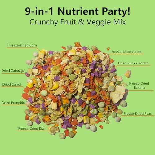 Natural Hamster Food 6oz, Vitamin & Mineral Rich Treats for Hamsters, Gerbils,Guinea Pigs, Chinchillas,Supports Dental Health and Digestion, Fruit & Vegetable Hamster Food