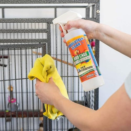 Absolutely Clean Amazing Bird Cage Cleaner and Deodorizer - Just Spray/Wipe - Safely & Easily Removes Bird Messes Quickly and Easily - Made in The US - Fragrance Free - (16oz Pack of 6)
