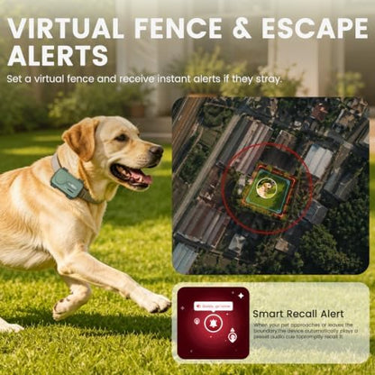 GPS Tracker for Dogs & Cats, Smart Real-Time Virtual Fence for Pet Tracker