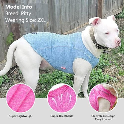 KYEESE Reflective Dog Shirt, Lightweight Sun Protection Dog T Shirts for Large Dogs Girl, Breathable Sleeveless Pet Tank Top Summer Dogs Clothes for Night Walking Outdoor, Rose Red, 3XL