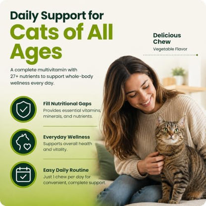 VetriScience 27+ Active Health Chewable Tablets for Cats, Fish, 90 Count