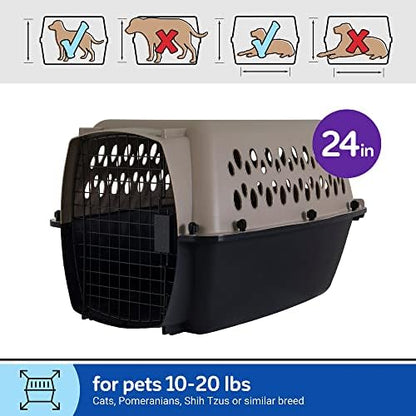 Petmate Vari Dog Kennel, Carrier, 10 to 20lbs, 24in, Taupe and Black