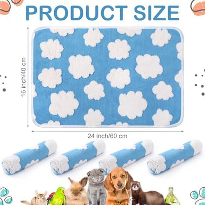Reginary 4 Pcs Guinea Pig Fleece Cage Liners, White Clouds, 24 x 16 Inch
