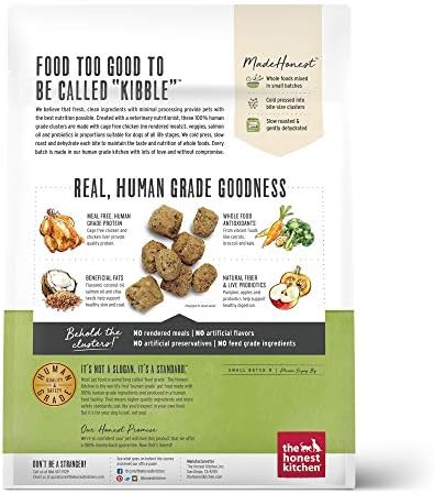 The Honest Kitchen Grain Free Chicken & Superfoods Whole Food Clusters, Human Grade Dry Dog Food, Vet-Crafted Nutritional Support for Skin, Coat, Digestion & Overall Wellness, Trial Size, 1 lb Bag