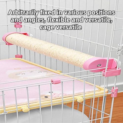 Rabbit Scratching Posts Cage - Rabbit Scratching Pole Designed for Cage Bunny Scratcher Sisal (Pink)