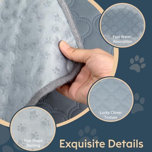 FunFurry Washable Pee Pads for Dogs - 2 Pack Reusable Waterproof Puppy Training Pads, Super Absorbent with Dog Paw Shape Non-Slip Backing (Light Grey, 24" X 36" - 2 Pack)