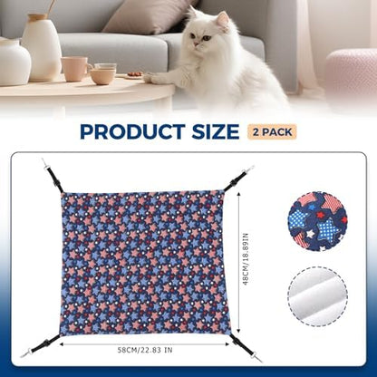 Admaison Cat Hammock for Cage Hanging Reversible 2Pack,Pet Hammock Bed Adjustable,Soft Sleeping Hammock for Cats,Ferret,Puppy,Rabbits,Small Animals (L, Stars)