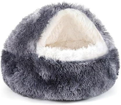 NOYAL Hooded Donut Bed, Calming Cave for Cats & Small Dogs