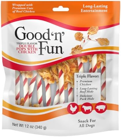 GOOD 'N' FUN Double Pops Long-Lasting Dog Treat with Real Protein, 12 oz