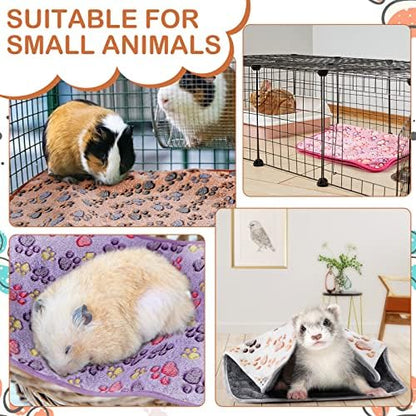 Reginary 4 Pcs Guinea Pig Fleece Cage Liners, Paw Print, 35 x 24 Inch