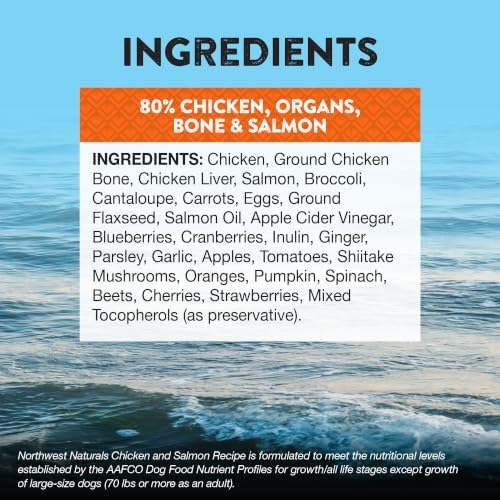 Northwest Naturals Freeze-Dried Chicken & Salmon Dog Food - Bite-Sized Nuggets - Grain-Free, High-Protein, Raw Diet, Human-Grade, Limited Ingredients, All Natural, Omega-3 for Skin & Coat - 12 Oz