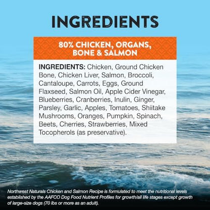 Northwest Naturals Freeze-Dried Chicken & Salmon Dog Food - Bite-Sized Nuggets - Grain-Free, High-Protein, Raw Diet, Human-Grade Ingredients, All Natural, Omega-3 for Skin & Coat - 12 Oz (Pack of 2)