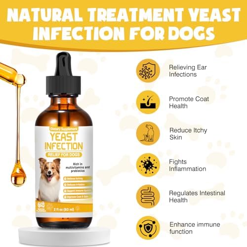 Yeast Infection Treatment for Dogs,Dog Ear Infection Treatment,Itchy Ear,Skin&Allergy Symptoms Relief-Reduces Inflammation&Relieves Irritation,Dog Supplement Drops with Multivitamins Probiotics