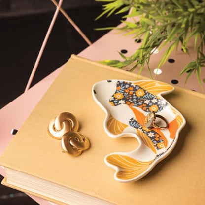 Karma, Calico Trinket Tray, Ceramic Jewelry Dish, Shaped Trinket Tray, Decorative Ceramic Trinket Dish, Jewelry Dish Tray for Rings, Cherry