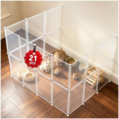 21 Pcs 16.5" H Small Animal Playpen, Indoor Puppy Playpen for Rabbits