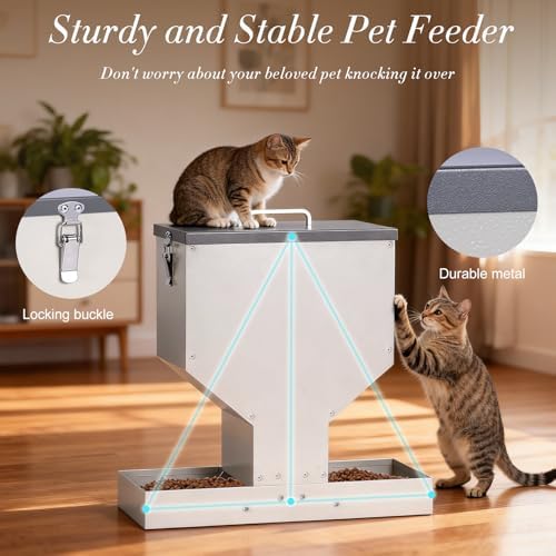 Automatic Cat Feeder 2 Cats Gravity Dual Cat Food Dispenser