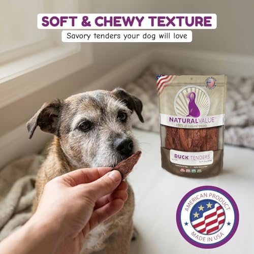 Loving Pets Natural Value Duck Tenders - Soft Jerky Dog Treats for Large & Small Breeds - Healthy Gluten, Wheat, Soy & Grain Free Pet Treats for Dogs