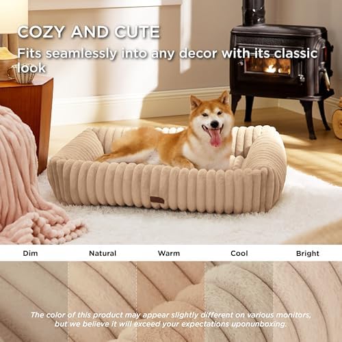 Bedsure ComfyFleece™ Dog Beds Large Sized Dog Washable，36in Sandy Beige