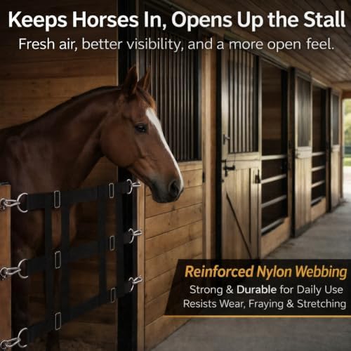 Aliceset Stall Guards for Horses 48" x 18" with Adjustable Strap Black