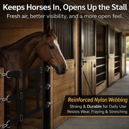 2 Pcs Stall Guards for Horses 48" x 18 " with Adjustable Strap Black