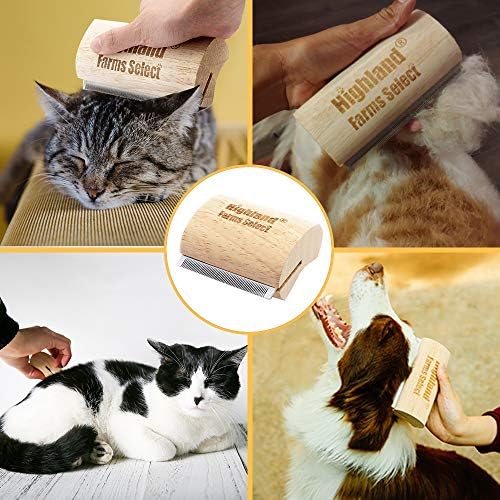 Deshedding Grooming Tool for Dogs, Cats & Horses, Ergonomic Design Wood Groom Brush, Professional Pet Groomer, Painlessly Remove for Short & Long Hair, Fur & Dirt - 2.5 Inches