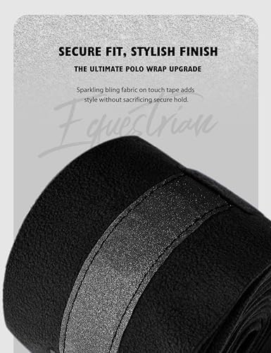 Harrison Howard Horse Polo Wraps Upgrade with Bling Leg Wraps for Horses 4-Pack Fleece Leg Wraps Stable Supplies Black M