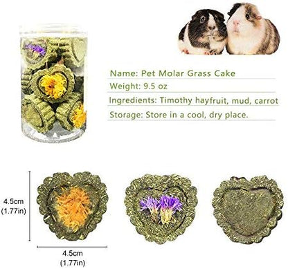 Bunny Chew Toys for Teeth, Natural Pet Chew Toy Hand Made Timothy Hay Cakes for Chinchilla Guinea Pig Hamsters Holland Lop Prairie Dogs Squirrels Gerbils Rabbit Chewing & Molar Teeth, 9.5oz