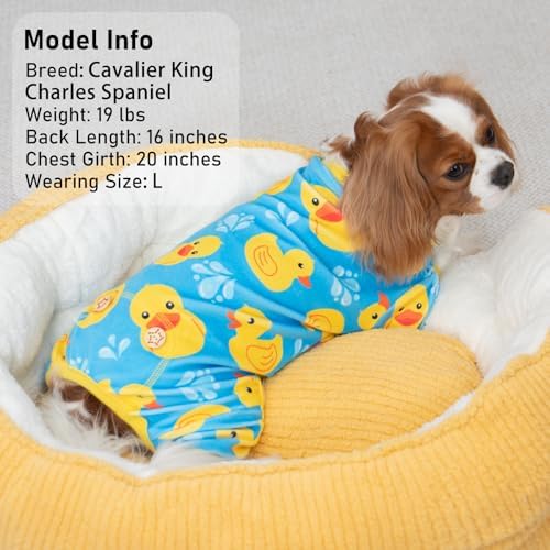 KYEESE Velvet Dog Pajamas for Small Dogs Soft Onesie Shirt, Rubber Duck