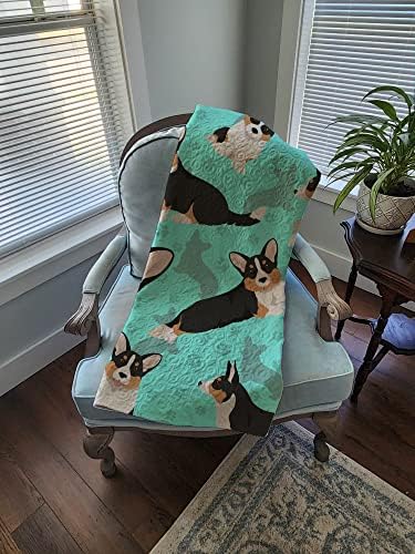 Caroline's Treasures MLM1026LQB Tricolor Cardigan Corgi Quilted Blanket 50x60 Artwork Pattern Quilted Throw Blanket for Bed, Couch, Sofa, Soft and Lightweight