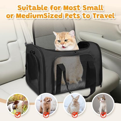 Large Cat Carrier Soft Up to 28 Lbs, Breathable Pet Bag with Steel Frame