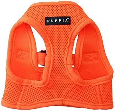 Puppia Neon Soft Vest Harness Step-in No Choke No Pull Walking Training for Small and Medium Dog, Orange, Medium