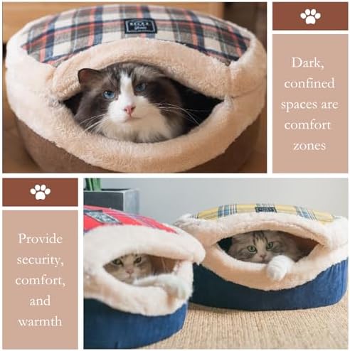 Cat Bed Cave - Enclosed Hideaway with Detachable Lid for Kitten (Snow)