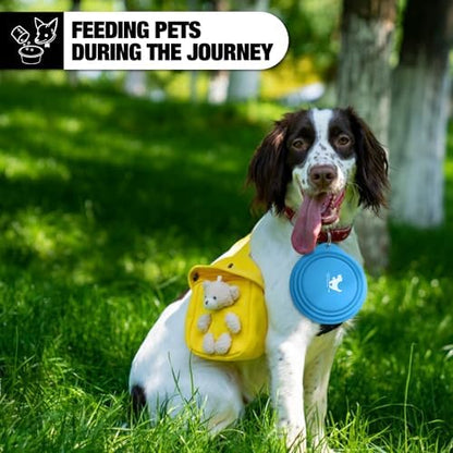 Rest-Eazzzy 2-Pack Silicone Collapsible Dog Bowls, BPA Free Dishwasher Safe, Portable Foldable Travel Bowl, Food Water Feeding Cup Dish for Dogs Cats with 2 Carabiners (Green, Blue, 550 ML)