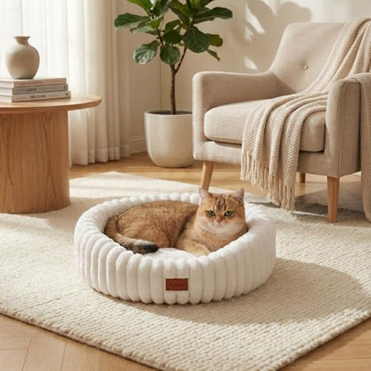 Avont Cat Bed for Indoor Cats, Fluffy Washable with Raised Rim