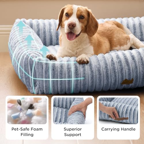 Bedsure ComfyFleece™ Dog Beds Large Sized Dog Washable，36in Blue Indigo